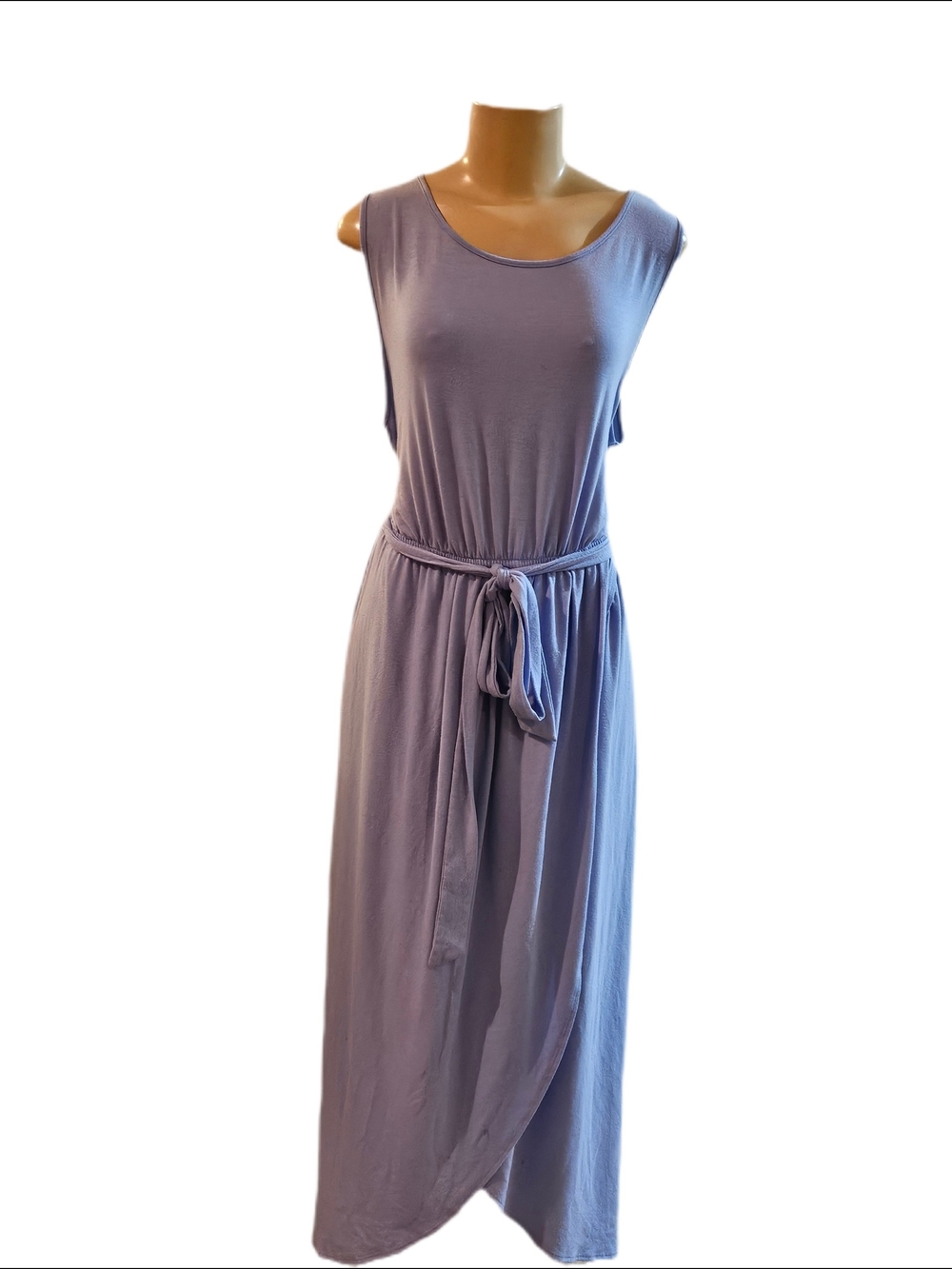 Zenana NWOT Light Blue Sleeveless Tie Waist Midi Dress | Size 1X